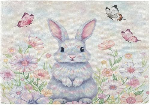 Miniatura 20 de Bolaz Juego de 4 manteles individuales abstractos con diseño de copo de nieve rojo de Navidad, lavables, para cocina, comedor, decoración de mesa