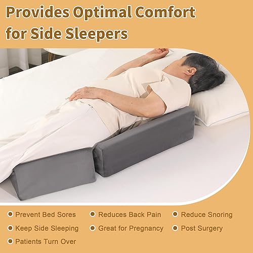 Miniatura 6 de BALAPET Almohada de cuña ajustable 3 en 1 para dormir de lado, cuñas de posicionamiento de 40 y posicionadores corporales, alivio del dolor de