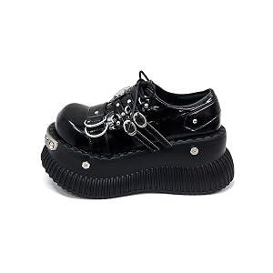 Womens Y2K Gothic Punk Ankle Boots - Platform Lace-Up Round Toe with Metal Charms Studded Non-Slip Comfortable Breathable