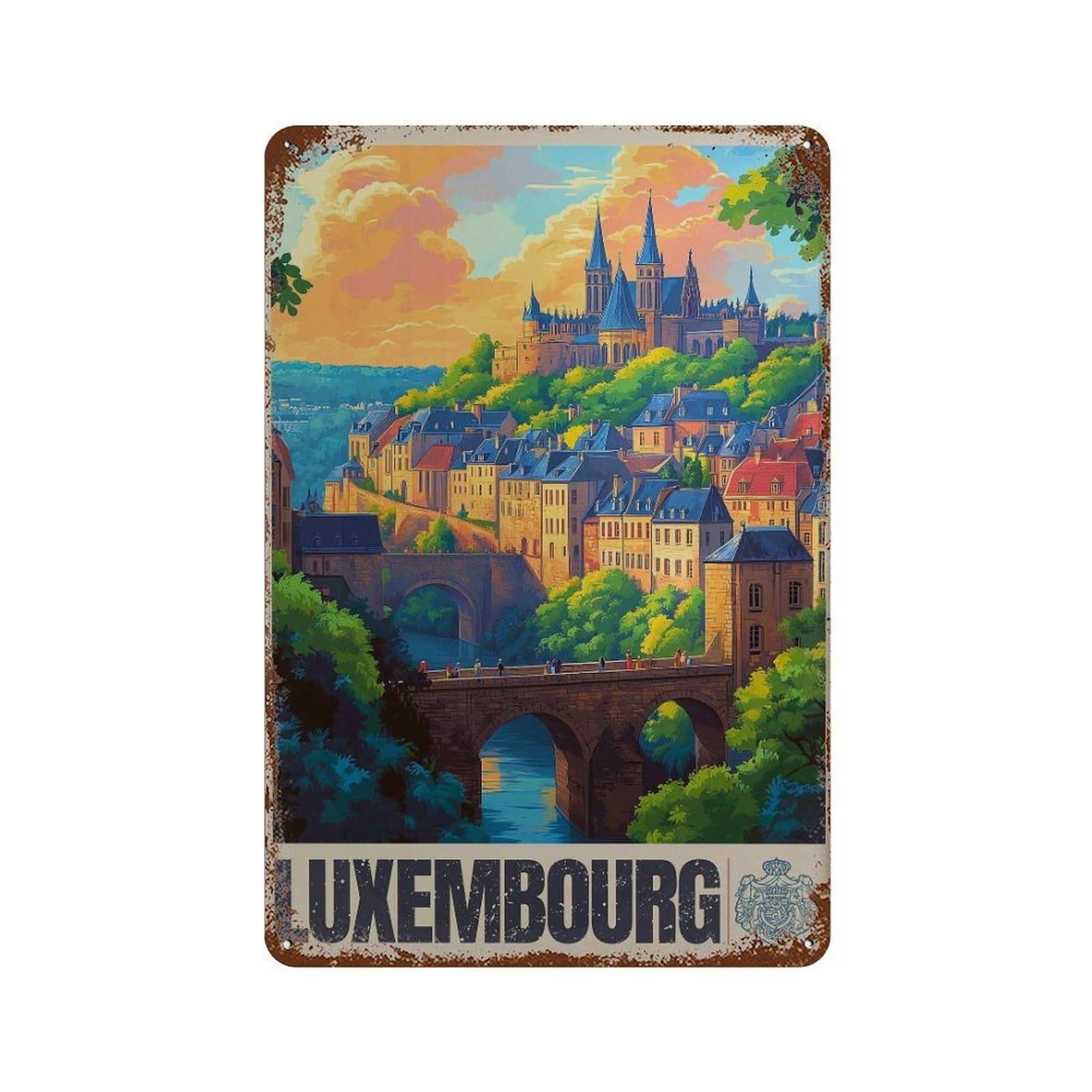 xiaoxiaoshen Luxembourg Cityscape Travel Europe (2) Wall Decor Art Metal Tin Poster Modern Home Decor Art Home Bar Shop Decorations Vintage Sign 30x20cm