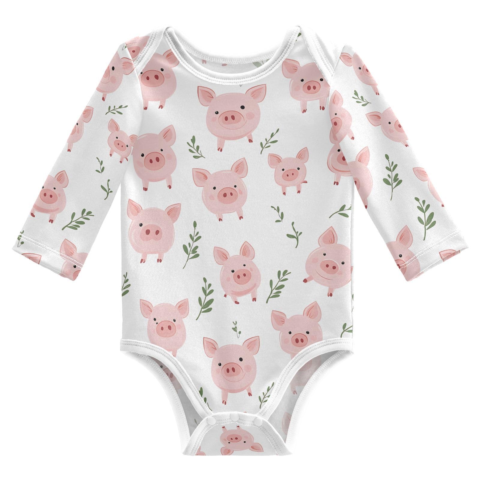 vvfelixl Baby Bodysuits Piglets Cartoon Long Sleeve Cotton Baby Clothes for Boys Girls 0-3M