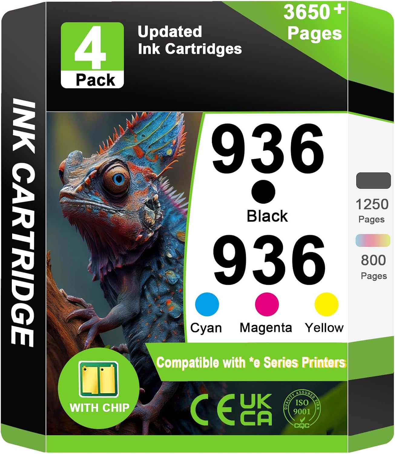 936 Ink Cartridge Use for OfficeJet 9122e OfficeJet Pro 9110b 9125e 9128e 9130b 9135e OfficeJet Pro Wide Format 9730e Printers (4 Pack)