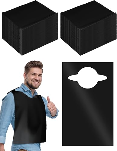 Retisee Paquete de 200 baberos desechables de plástico para adultos de 14 x 24 pulgadas, baberos de plástico negros para mujeres, hombres y ancianos