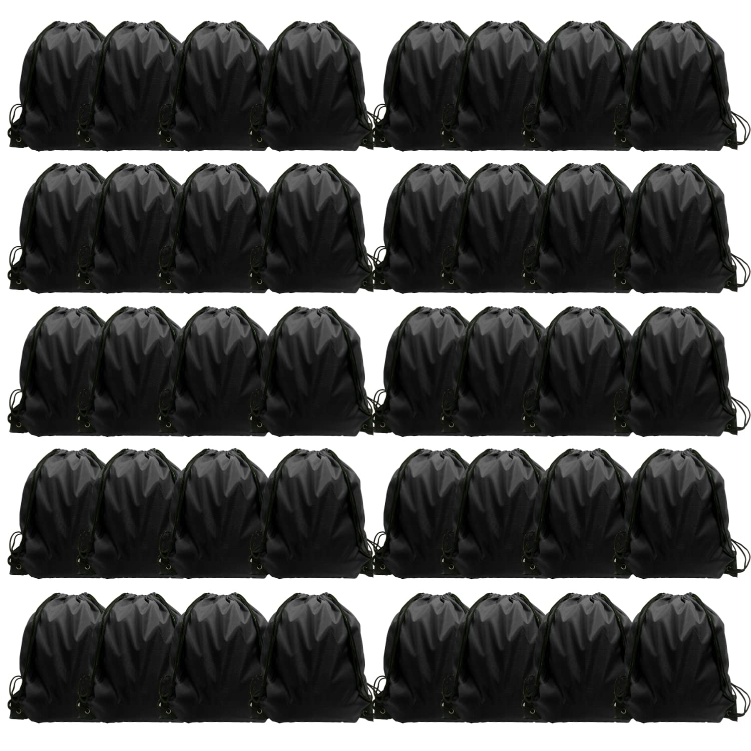 GoodtoU Drawstring Backpack Bulk, 40 Pcs Draw String Bags Cinch Bag Drawstring Gym Bag Sackpack bags for Women Men, Black