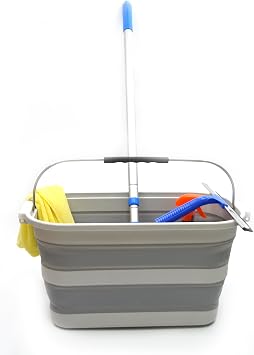 SAMMART 20.8L 5.49Gallon Collapsible Rectangular Handy Basket/Bucket, Foldable Mop Bucket for House Cleaning, Car Washing, Portable Handy Laundry Storage S. Grey