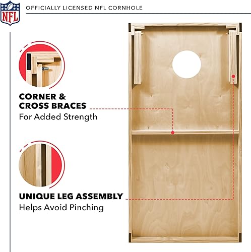 Miniatura 4 de Wild Sports NFL - Juego de Cornhole de fútbol americano de 2 x 4 pies, tamaño reglamentario, de madera maciza con impresión directa, gráficos de