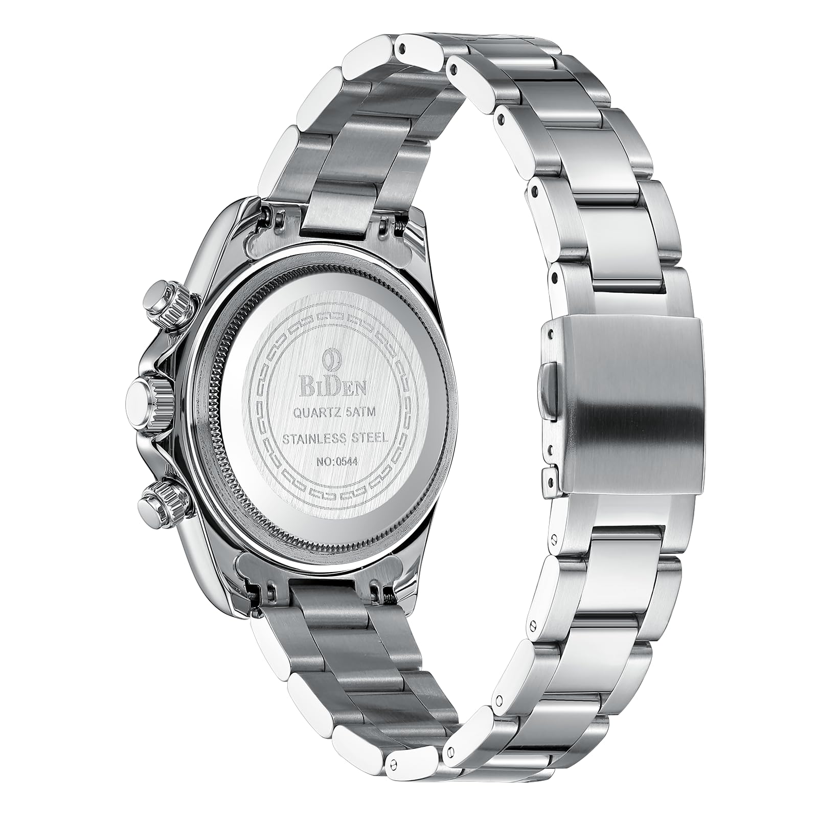 HANPOSH Reloj Hombre Cronógrafo de Acero Inoxidable(Plata Negro11)