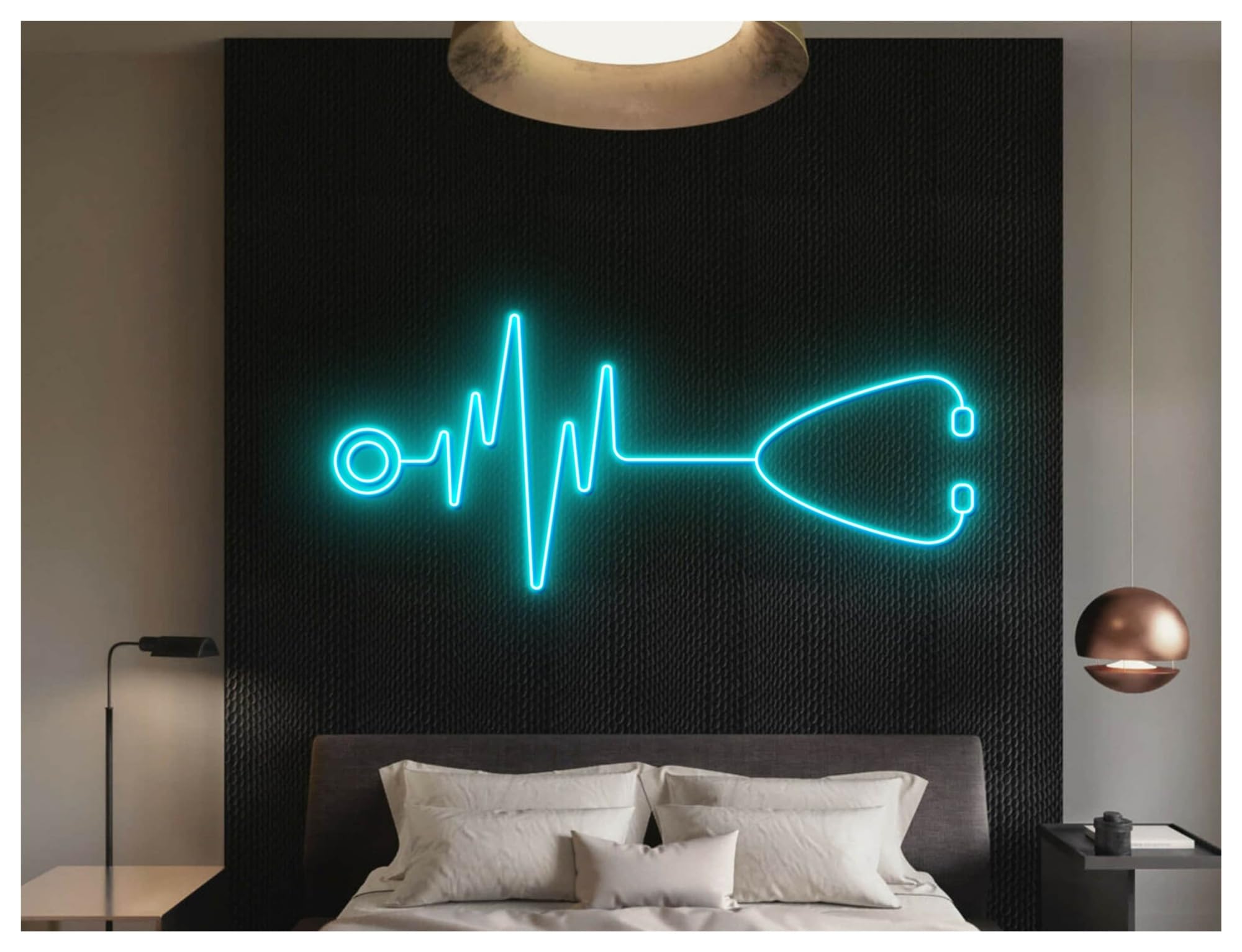 Wiszące neony artystyczne Stetoskop Neon Dekoracja Ścienna Lampy Pielęgniarskie Szpital Przychodnia Lekarska Gabinet Pediatryczny Witryna Sklepowa 60cm