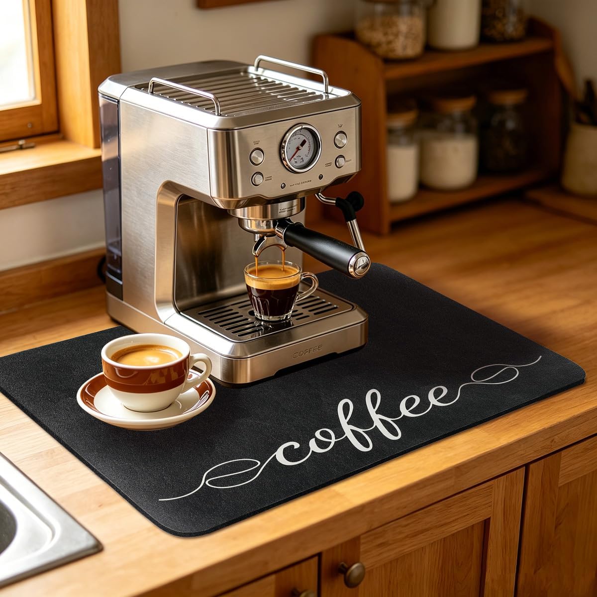 Coffee Mat Dish Drying Mat for Kitchen Coffee Bar Accessories 12"x19"