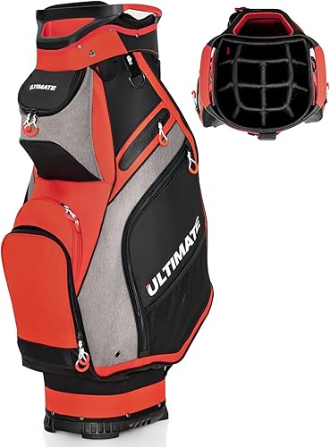 Miniatura 10 de Tangkula Bolsa de carrito de golf de 11 pulgadas, bolsa ligera para carrito de golf con organizador superior de 14 divisores, 8 bolsillos, capucha
