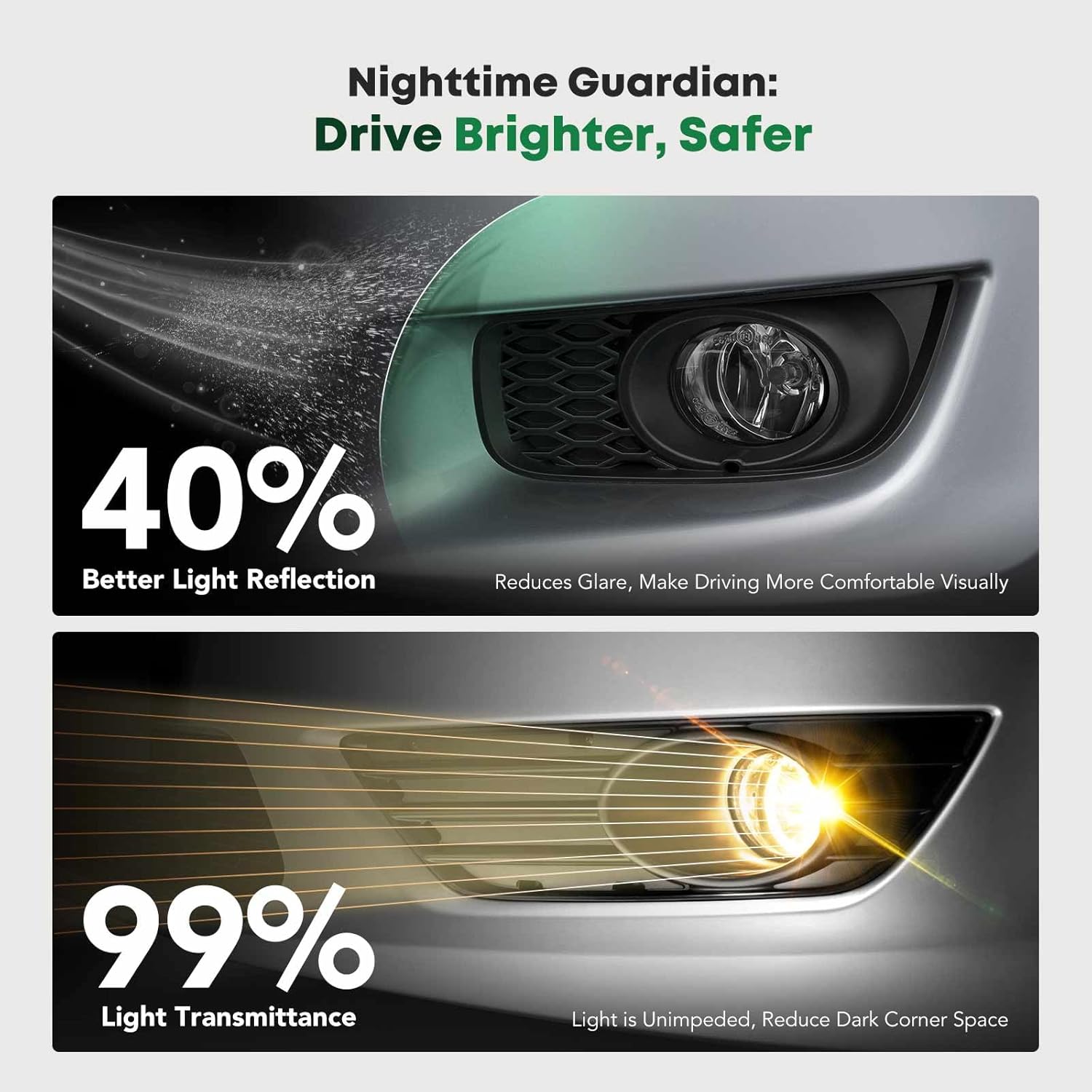 YHTAUTO Fog Light Bezel Fits Mitsubishi Outlander Sport 2016-2017 Front Bumper Fog Light Cover Trim Left Driver & Right Passenger Side