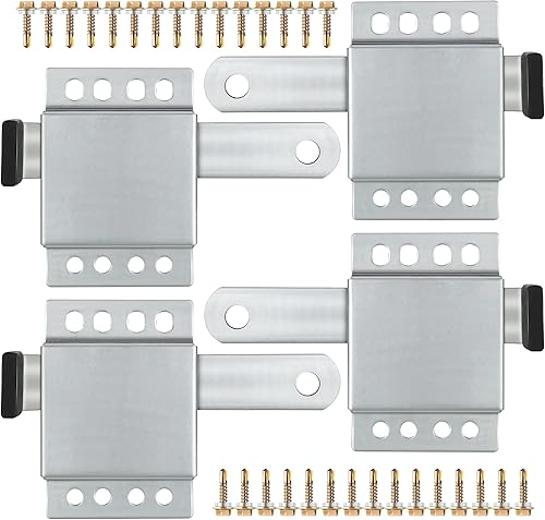 Paquete de 4 cerraduras laterales para puerta de garaje con tornillos autorroscantes, pieza de bloqueo interior de doble lado, acero galvanizado,