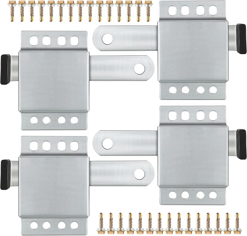 Dreyoo 4 Pack Garage Door Side Lock Inside Deadlock, Galvanized Steel | Garage Door Locking Slide Latch, with Self Tapping Screws and Black PVC Handle Cover, for Slide Latch Assembly Replacement