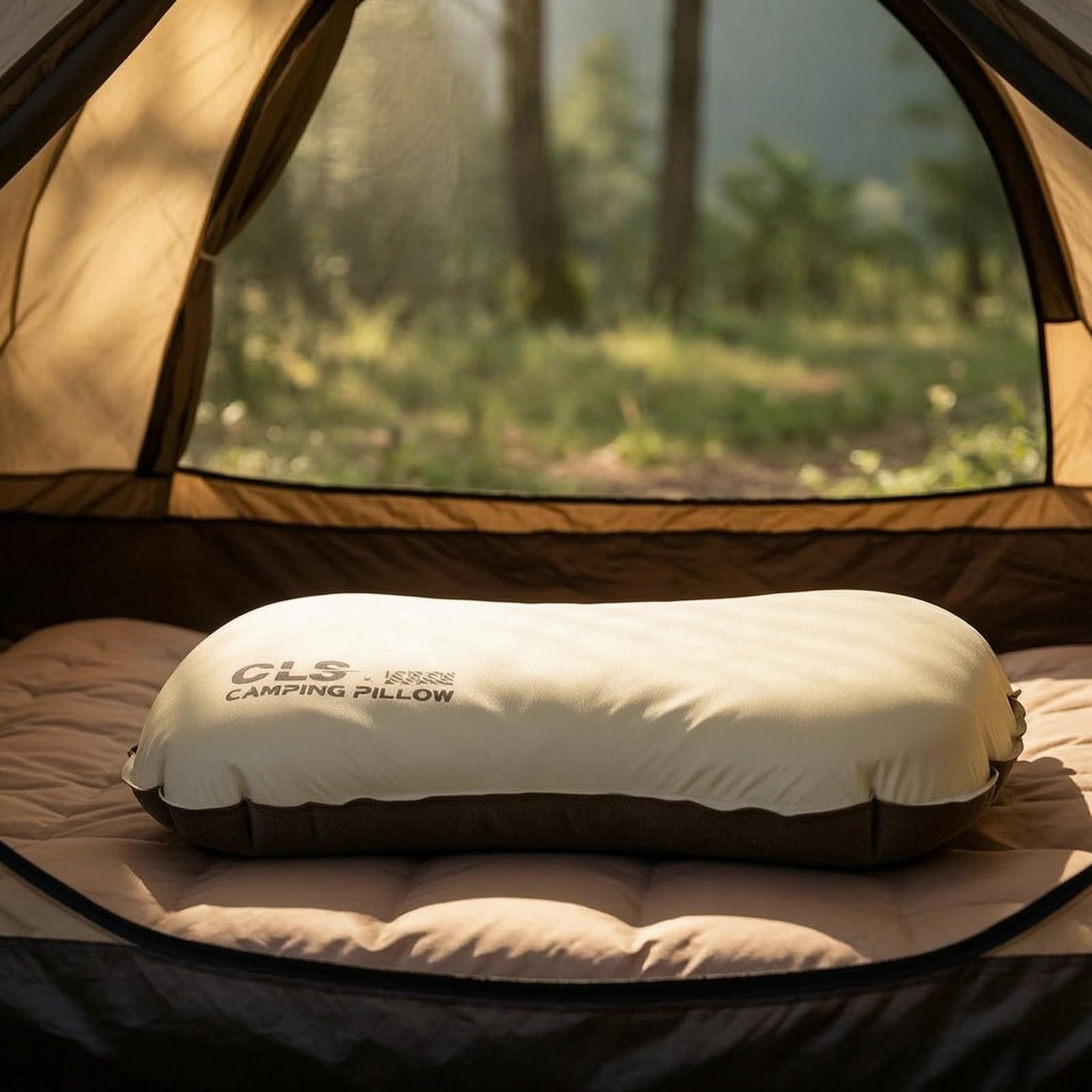 Qianly Almohada Inflable Camping Portátil Almohada Viaje Inflable Ligera para Campistas, Mochileros, Viajes, Oficina, Beige