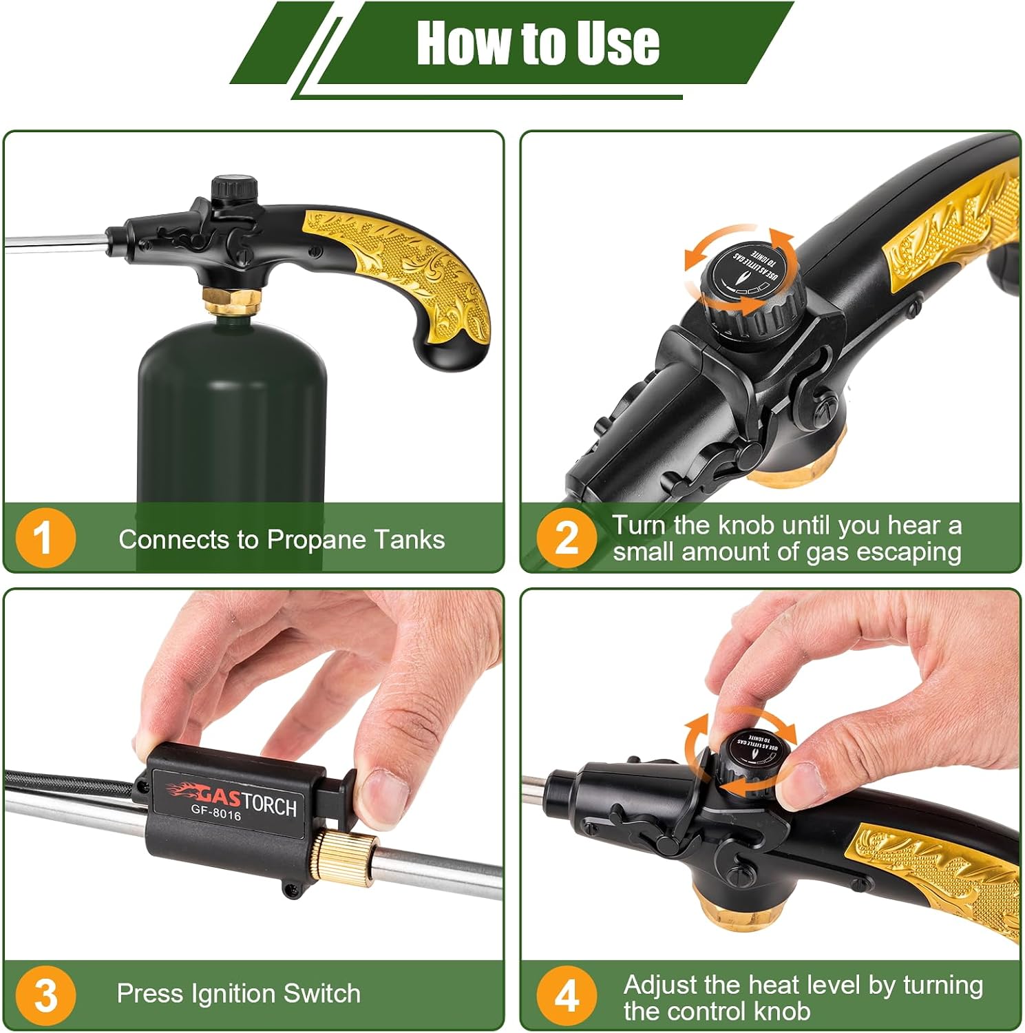 Propane Torch Weed Burner, Adjustable flame thrower with Detachable Handle, Blow Torch for Weeds and Snow Melting(Fuel Cylinder Not Included)