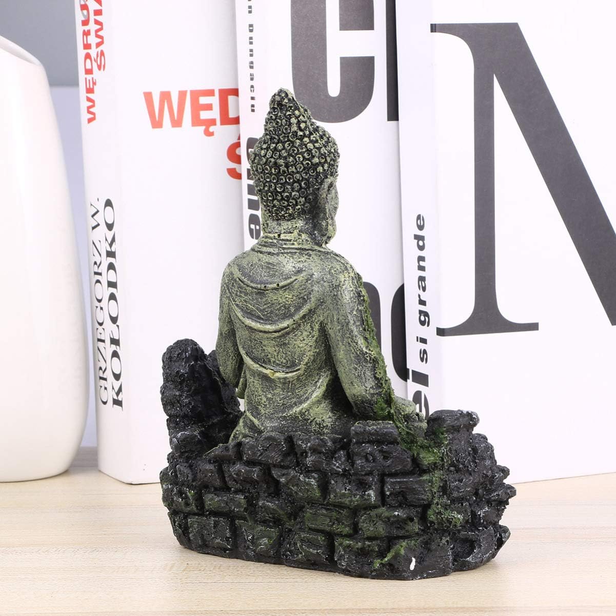 Aquarium Resin Decorations Ornament - Ancient Buddha Statue Decor Underwater Landscape Hideaway Fish Tank Scenery for Betta, Small Lizards, Turtles, Reptiles,