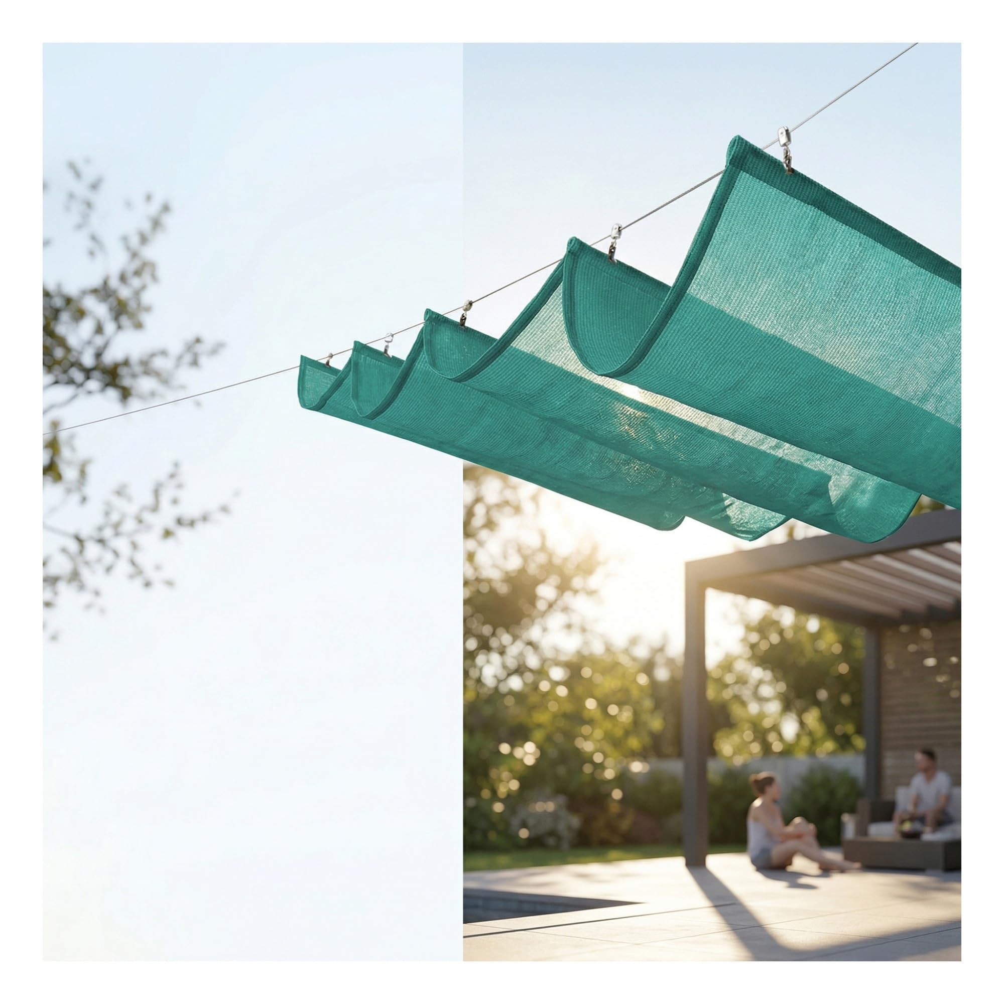 Voile d'ombrage blanc anti-UV et rétractable pour créer une fraîcheur respirante au jardin