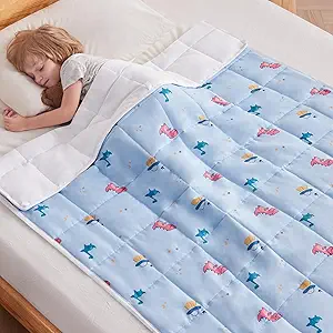 anfie Weighted Blanket Kids (36"x48" 5lbs) Weighted Blanket Cooling Blanket for Sleeping,Throw Size Breathable Blanket with Premium Glass Bead(Light Blue Dinosaur)