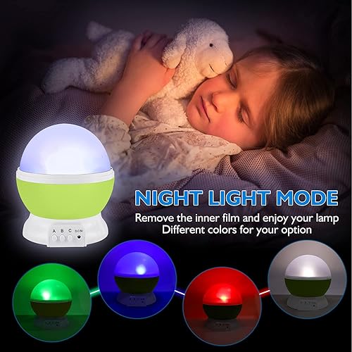 Miniatura 4 de Luz de noche para niños,luz nocturna de estrellas, proyector de nebulosa y estrellas de 360 grados de rotación, 4 bombillas LED, 12 colores de luz
