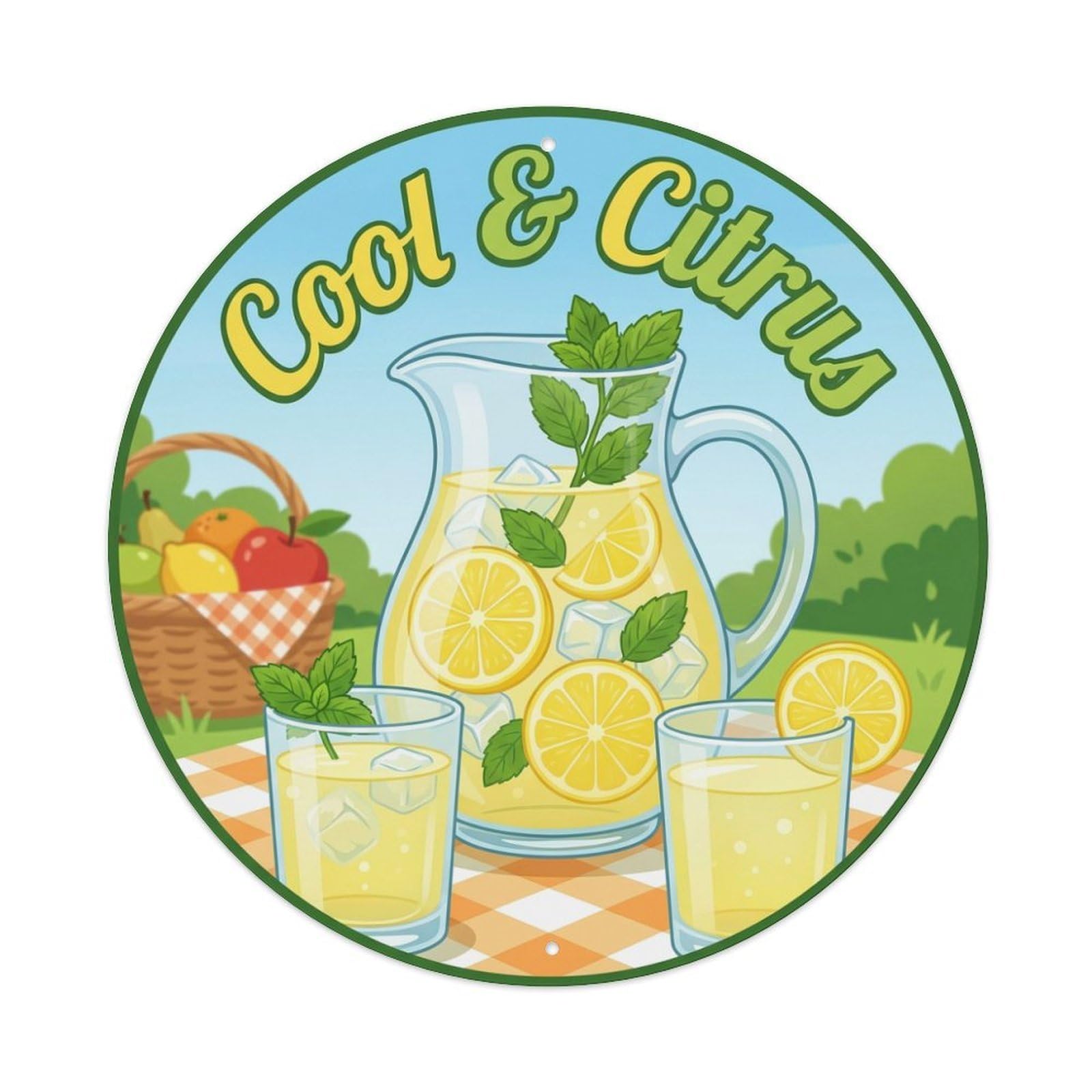Metal Tin Sign Lemonade Pitcher Gourmet Food