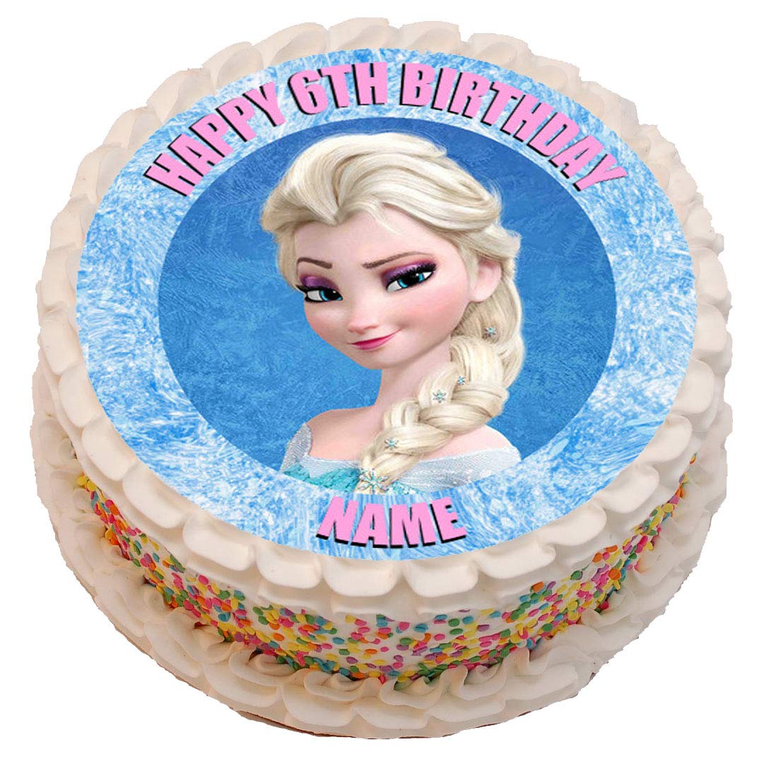 Buy Frozen Elsa Personalised PRECUT Cake Topper 8 Inch Round Edible