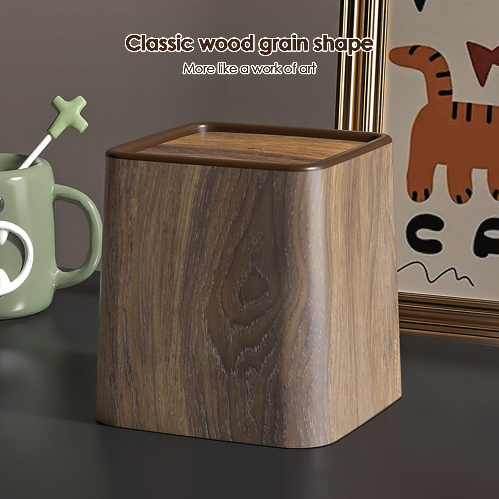 Genérico Cubo De Basura Para Escritorio | Papelera Pequeña,Cubo de Basura Retro con Tapa Ahorra Espacio para Habitación Infantil Cocina Residencia Universitaria