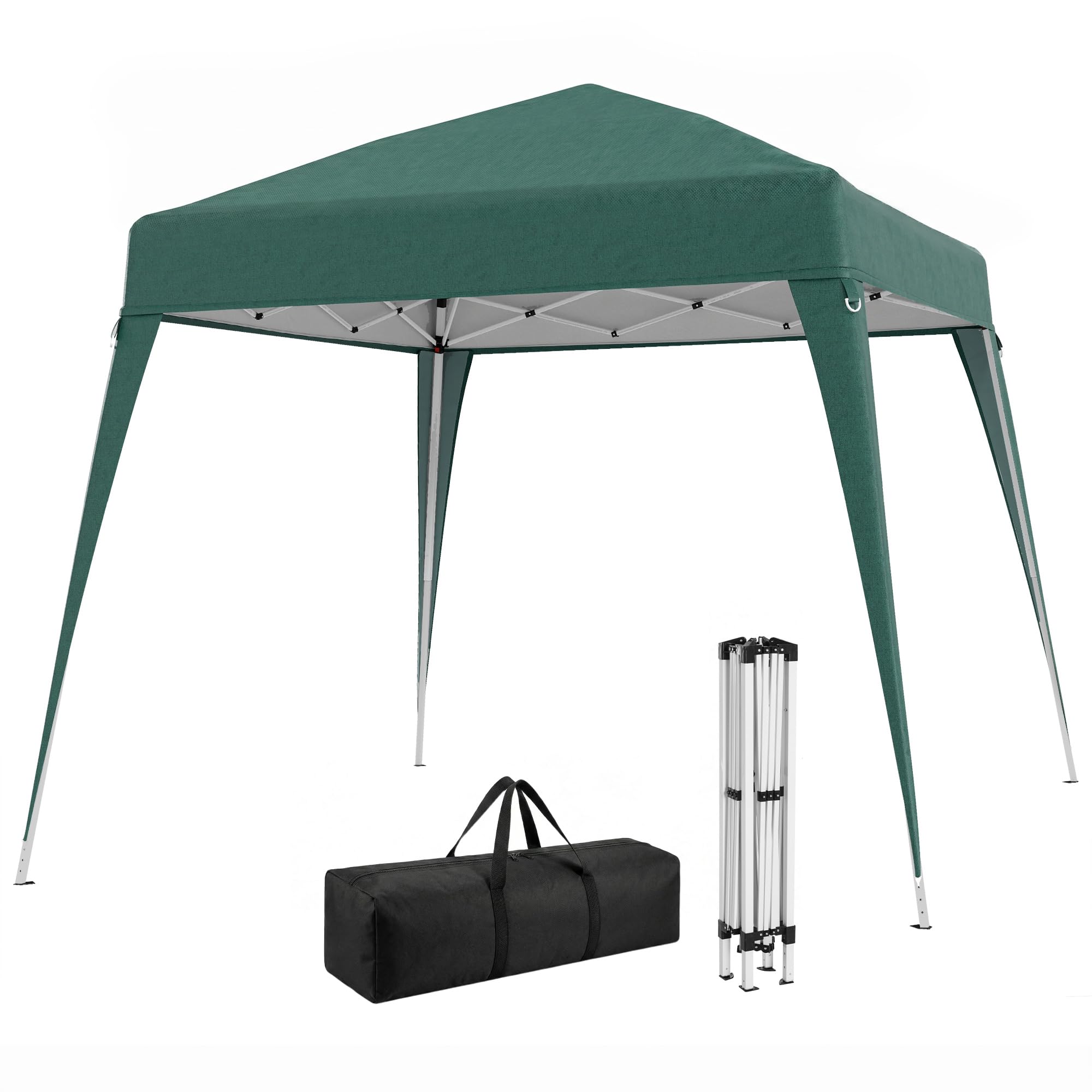 Outsunny Gazebo Pieghevole da Giardino 2.4x2.4m Struttura in Acciaio, Corde Antivento e Sacca di Trasporto, Verde