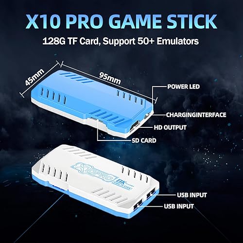 Miniatura 3 de X10 Pro - Consola de juegos retro de 128 G, palo de juego con 50000 juegos retro incorporados, más de 50 emuladores, emulador de video Plug and Play