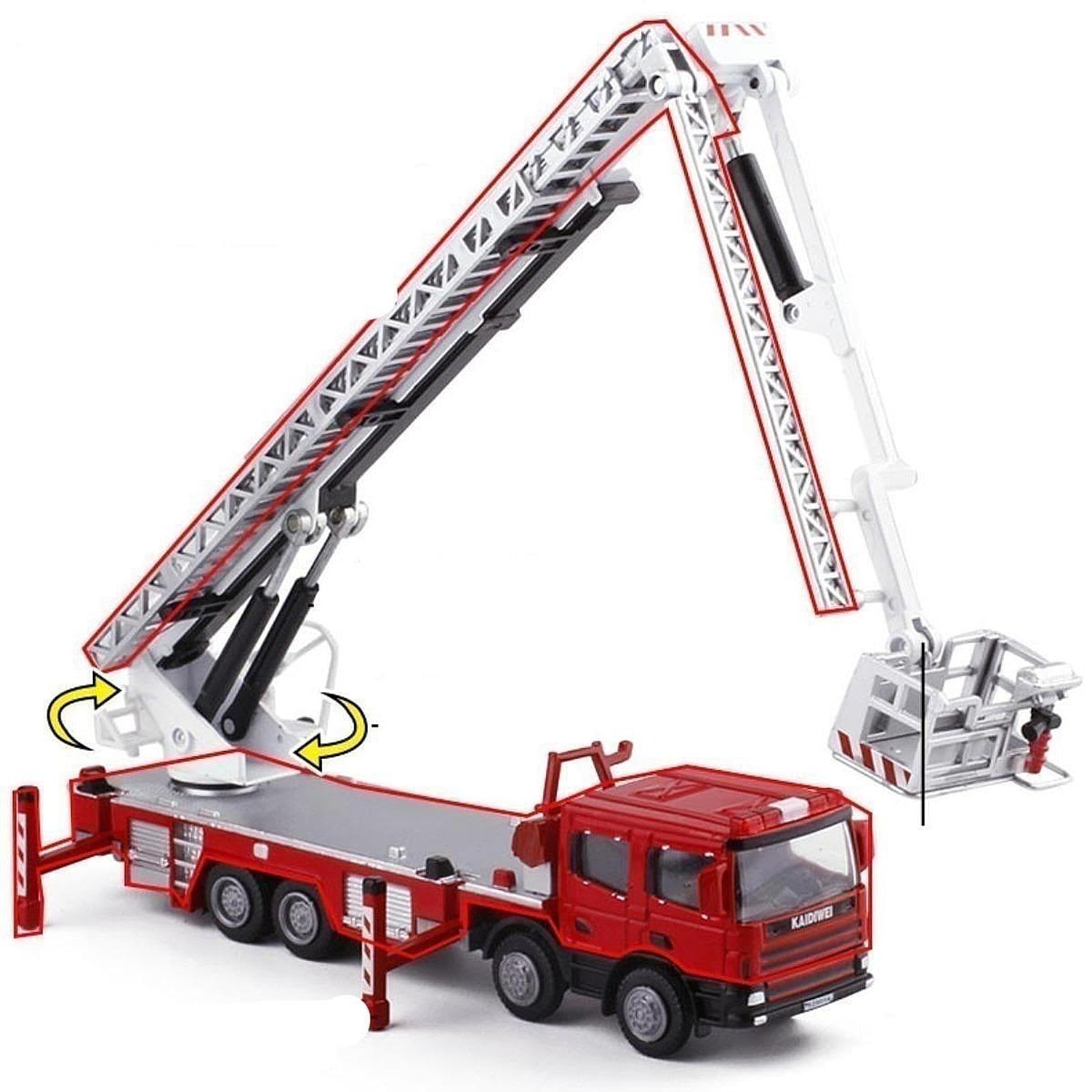 Camion de Pompiers Miniature En Métal Moulé sous Pression, échelle 1:50 – Mini Camion de Pompiers Réaliste pour Enfants
