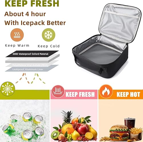 Miniatura 4 de Lonchera pequeña para mujeres y hombres, bolsa de almuerzo reutilizable aislada, mini lonchera térmica, bolsa enfriadora portátil para el trabajo,