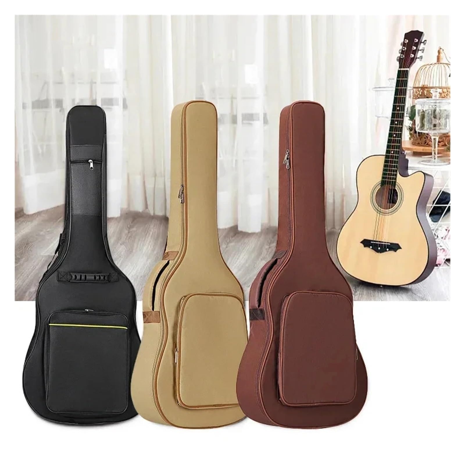 Verdicken Sie die Gitarrentasche, schützende Aufbewahrungstasche, wasserdicht, mit Doppelgurten, gepolsterter Schulterrucksack for klassische Akustikgitarren