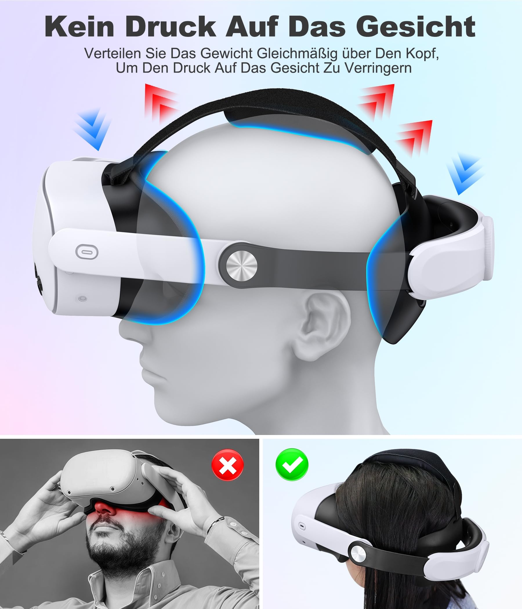 Headstrap leggero compatibile con Quest 3/3S/ Quest 2, comoda fascia magnetica VR per accessori Meta Quest 3/2, set di cinghie regolabili, supporto e comfort migliorati