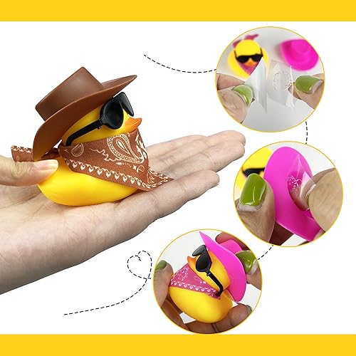 Miniatura 4 de 12 piezas de pato vaquero con sombrero y gafas de sol mini patitos juguetes para cumpleaños fiesta de natación regalo