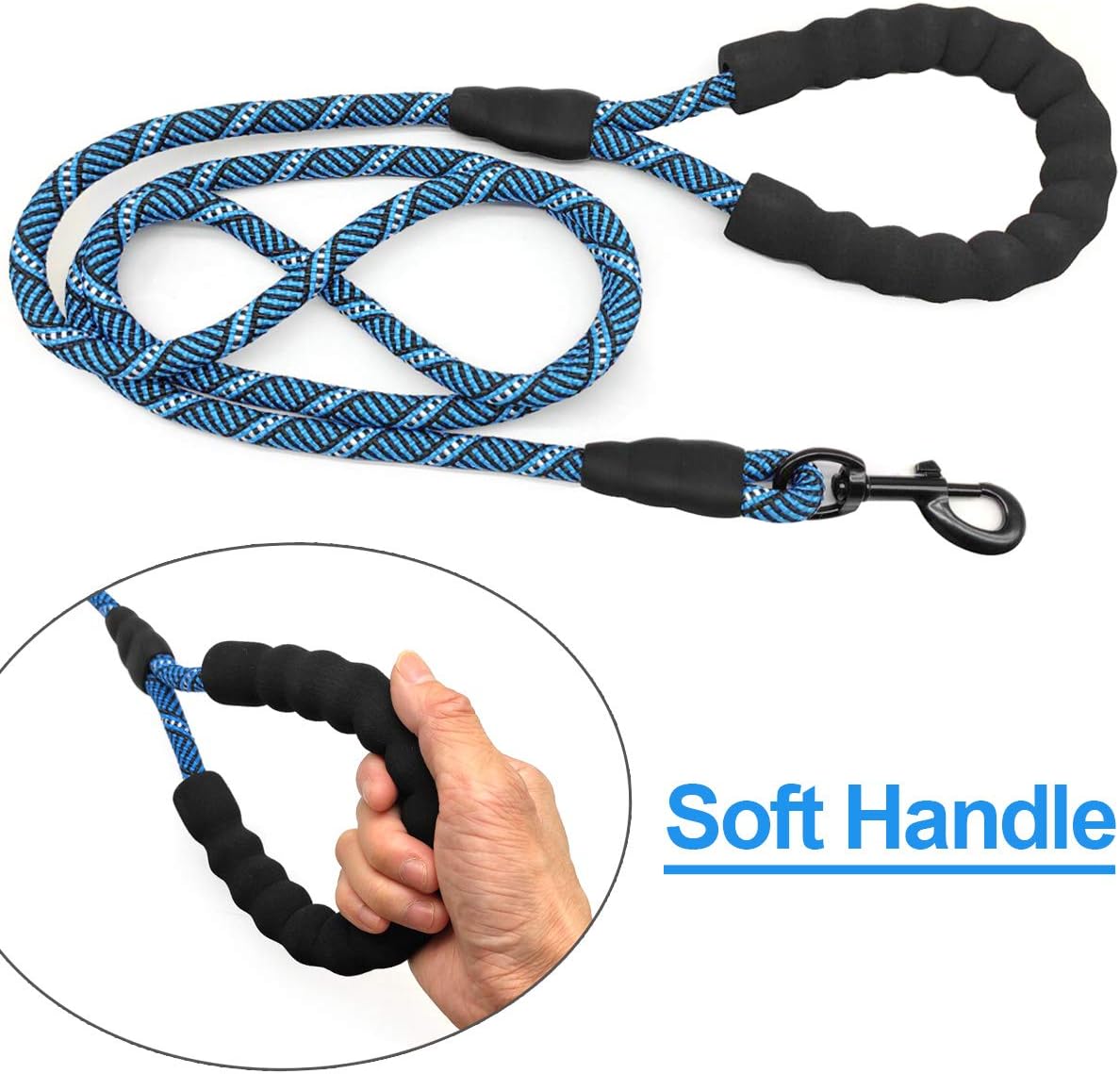 MayPaw Heavy Duty Rope Dog Leash, 6/8/10 FT Nylon Pet Leash, Soft Padded Handle Thick Lead Leash for Large Medium Dogs Small Puppy(1/2" 6ft, Blue) : Pet Supplies