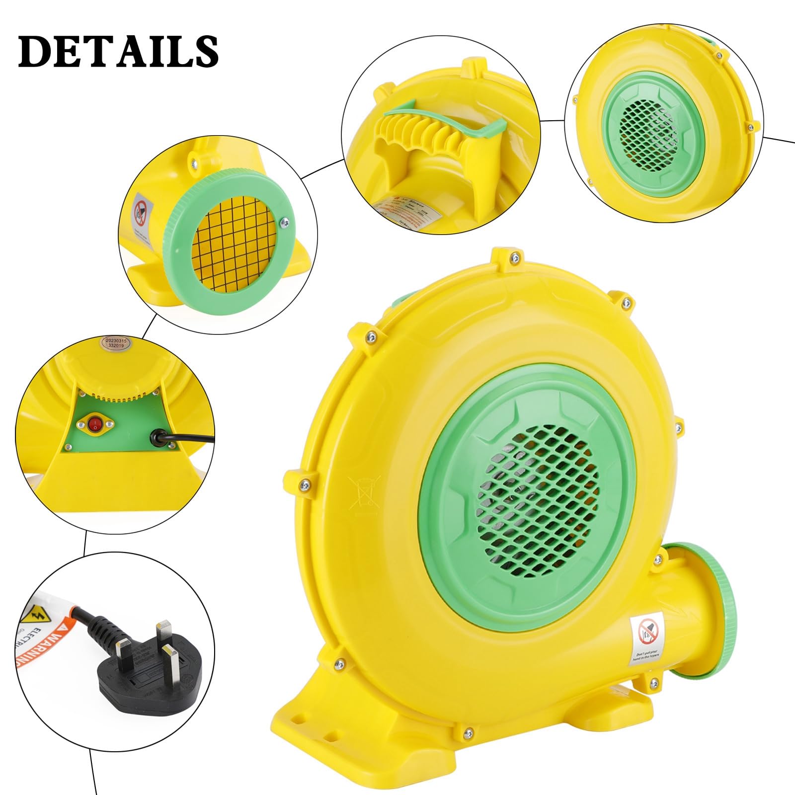 Areyourshop 550W Blower Air Pump Fan, 11 Cm Outlet, 850 M³/h Airflow