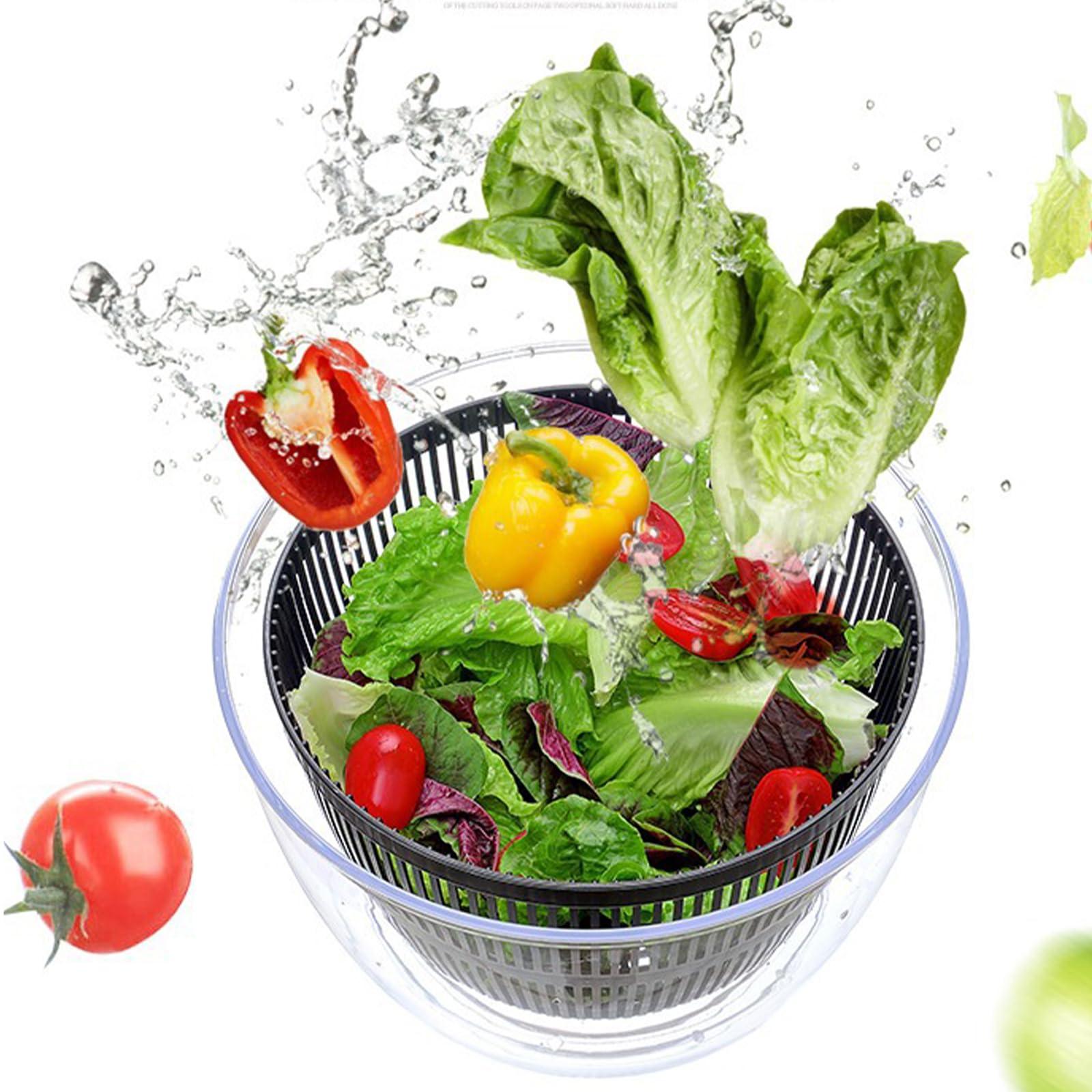 Centrifugador de ensalada con drenaje y tapa, sistema de drenaje para lechuga, secadora de verduras, lavadora de frutas