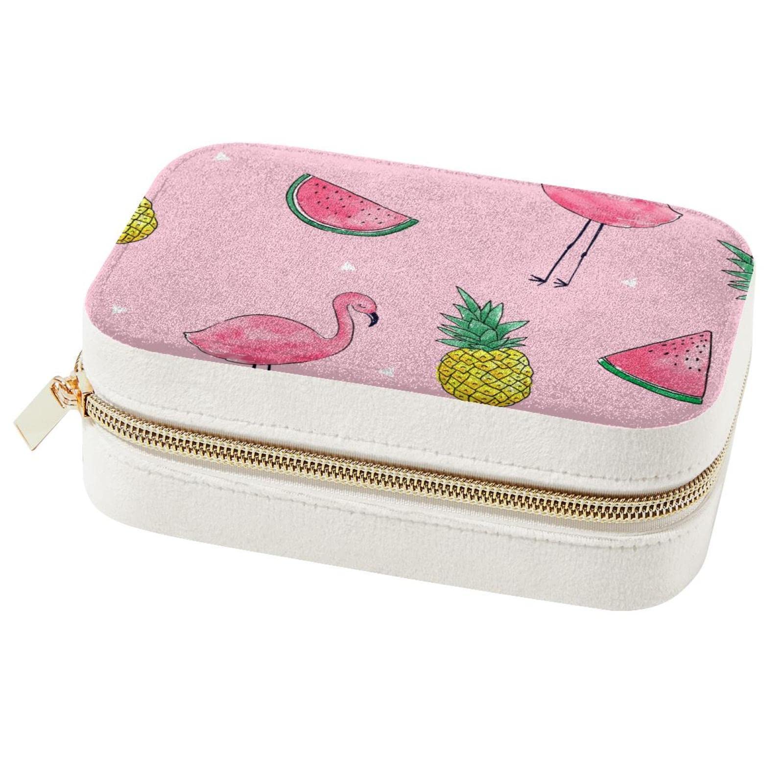 Boîte à bijoux de voyage flamant rose et mini organisateur pour bagues et colliers