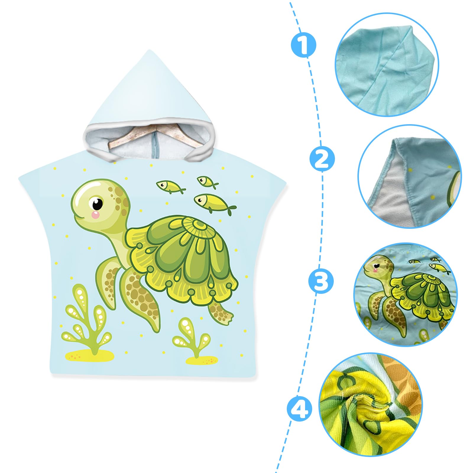 EDLMKM Hooded Poncho Towels for Kids Hooded Towels for Kids Kids Swim Changing Robe - Image 4