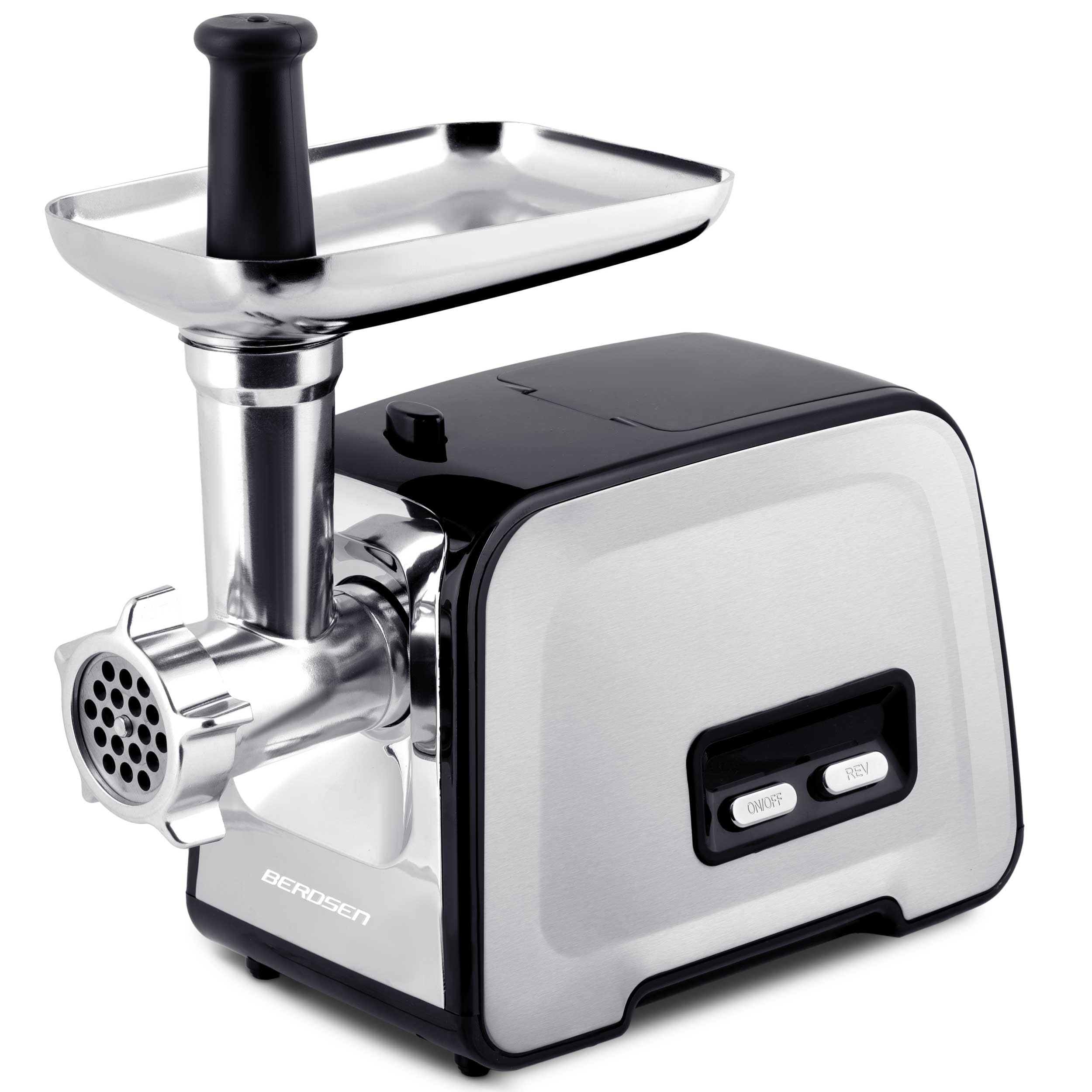 Berdsen Maszynka do mielenia mięsa z akcesoriami szatkownica rozdrabniacz 450/1200W Berdsen BD-601B czarno-srebrna