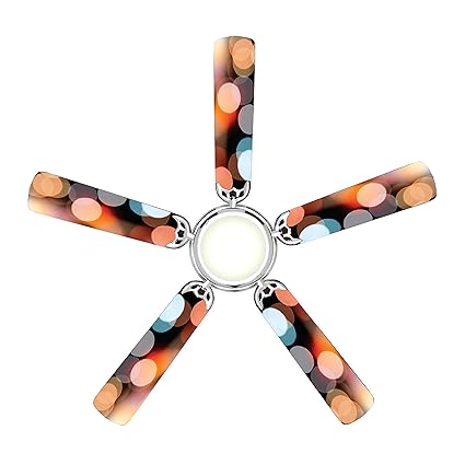 woopme Shining Light Wrap Ceiling Or Roof Fan Blade Stickers for Living Kids Couple Bedroom Home Office Decor Vinyl Printed Fan Leaf Decal L X H 50 X 16 Cms Each ( 5 pcs)