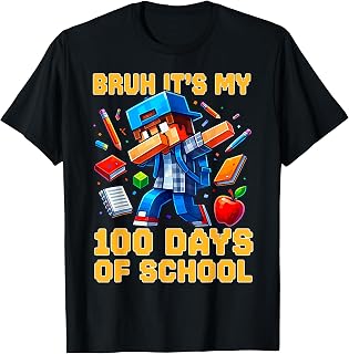 Bruh It's My 100th Day of School Boys Kids Gamer 100 Days T-Shirt