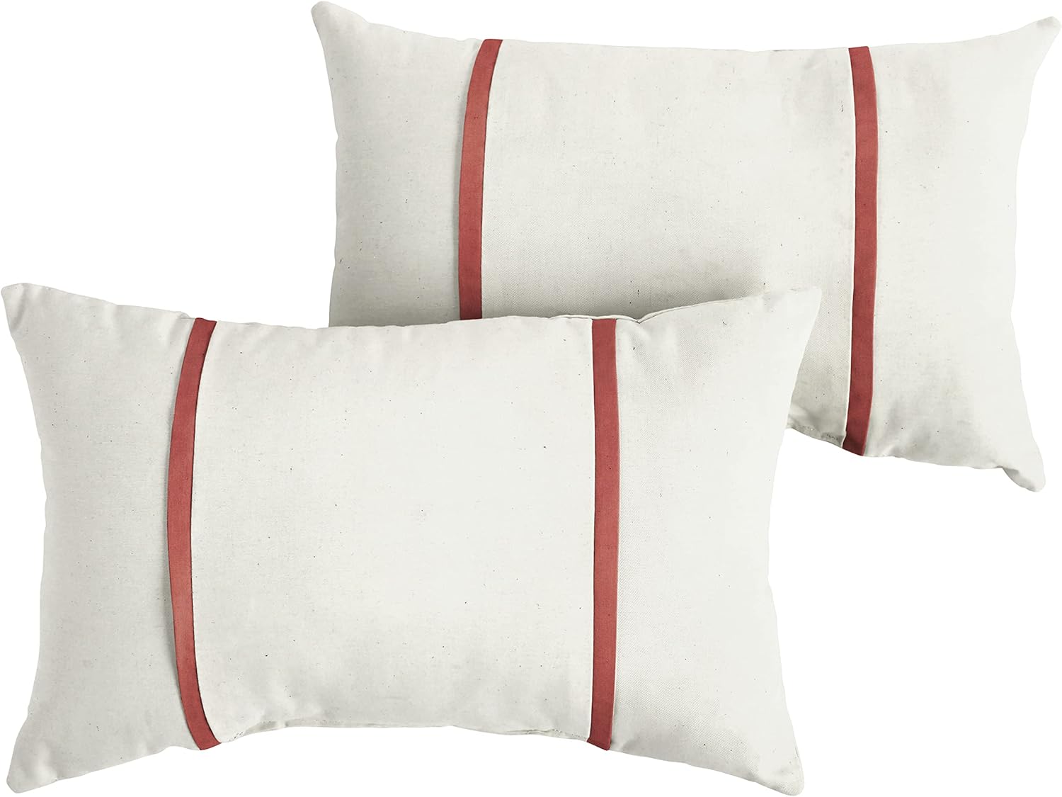 Sorra Home x Sunbrella - Indoor/Outdoor Lumbar Pillows (Set of 2), Canvas Natural Ivory & Henna Red