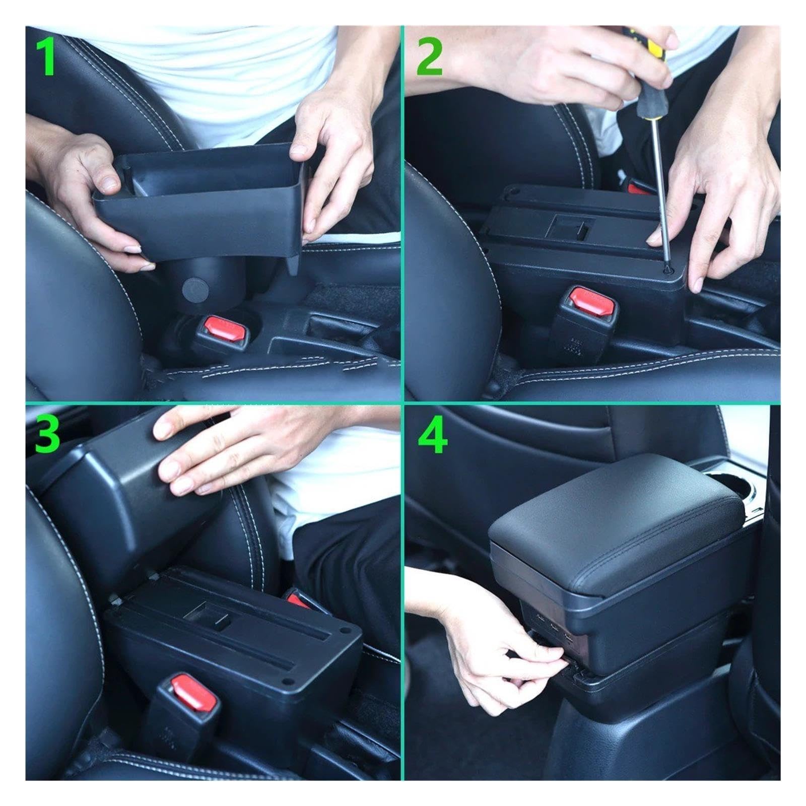 Para Polo 9N 3 2002-2009 Caja Almacenamiento Coche Reposabrazos Adaptación