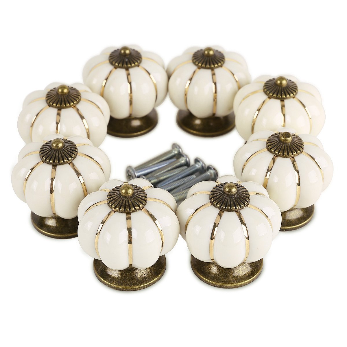 (Set di 6) Pomelli/Maniglie/Maniglie per porte in ceramica bianco avorio per mobili da cucina, armadi, armadi, cassetti, cassettiere, decorazioni per porte della camera dei bambini ecc.