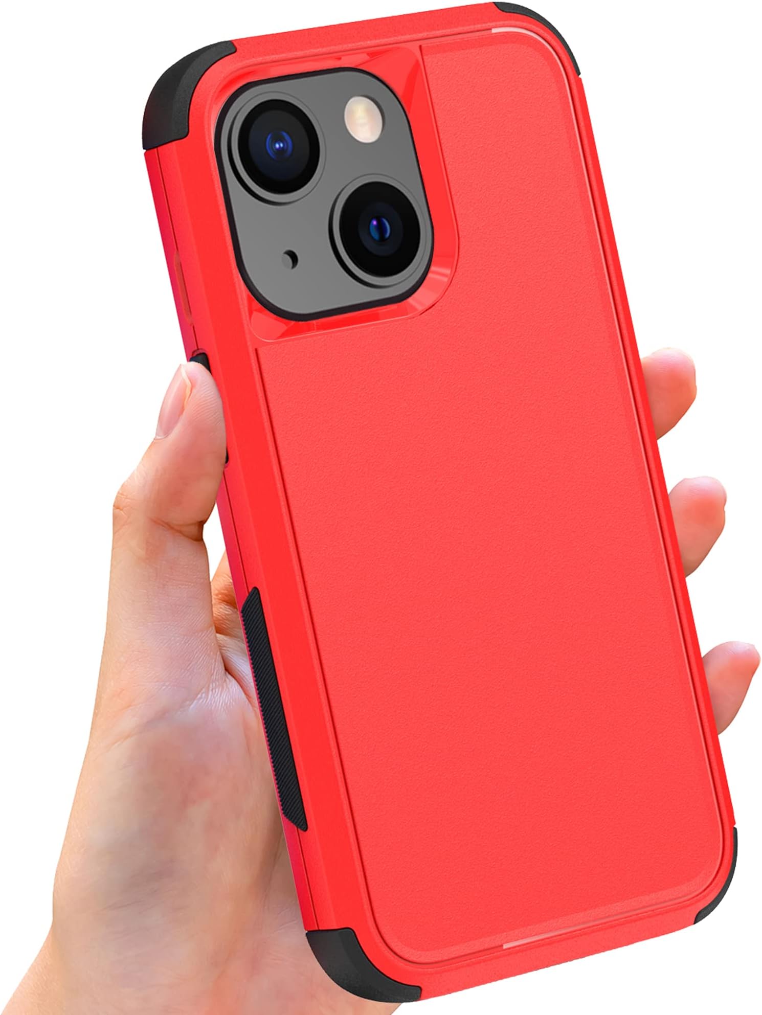 HONTECH Protective Case for iPhone 13, Heavy Duty Full Body Protection Military Grade [Shockproof] [Dust-Proof] Rugged Phone Bumper Case Cover 6.1 inch, Red