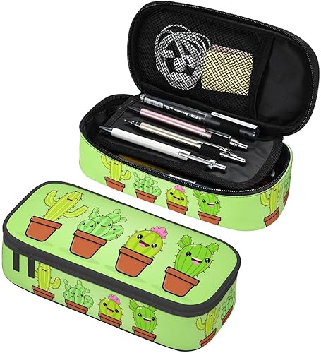 Miniatura 11 de Estuche grande para lápices con patrón de ranas coloridas y hoja de loto, estuche para lápices con compartimentos con cremallera para niños, Hoja