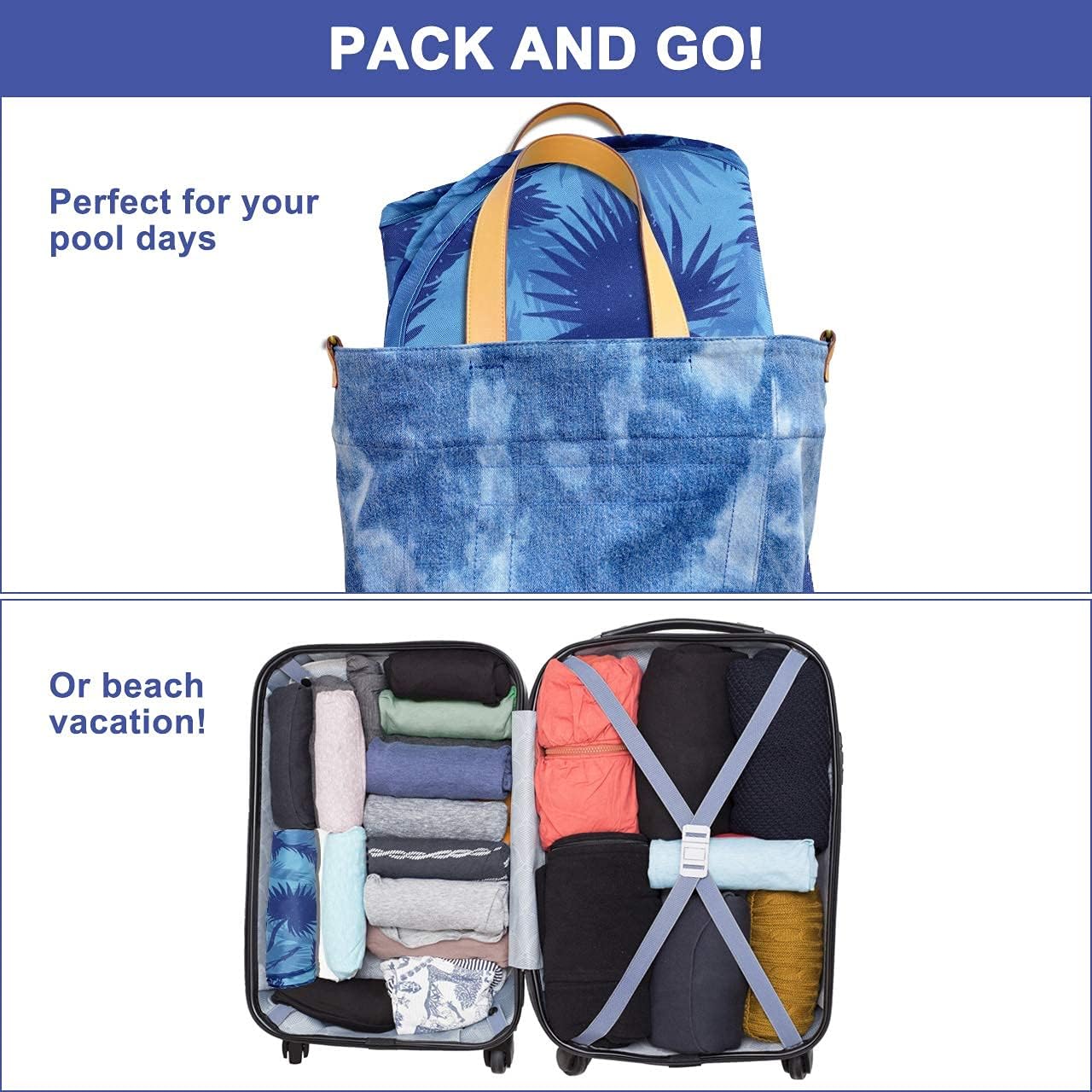 Water Hammock, Fostoy Pool Float Chair 4-in-1 Multi-Purpose Inflatable Pool Floats Portable Water Lounge for Adults and Kids (Blue Leaves) : Toys & Games