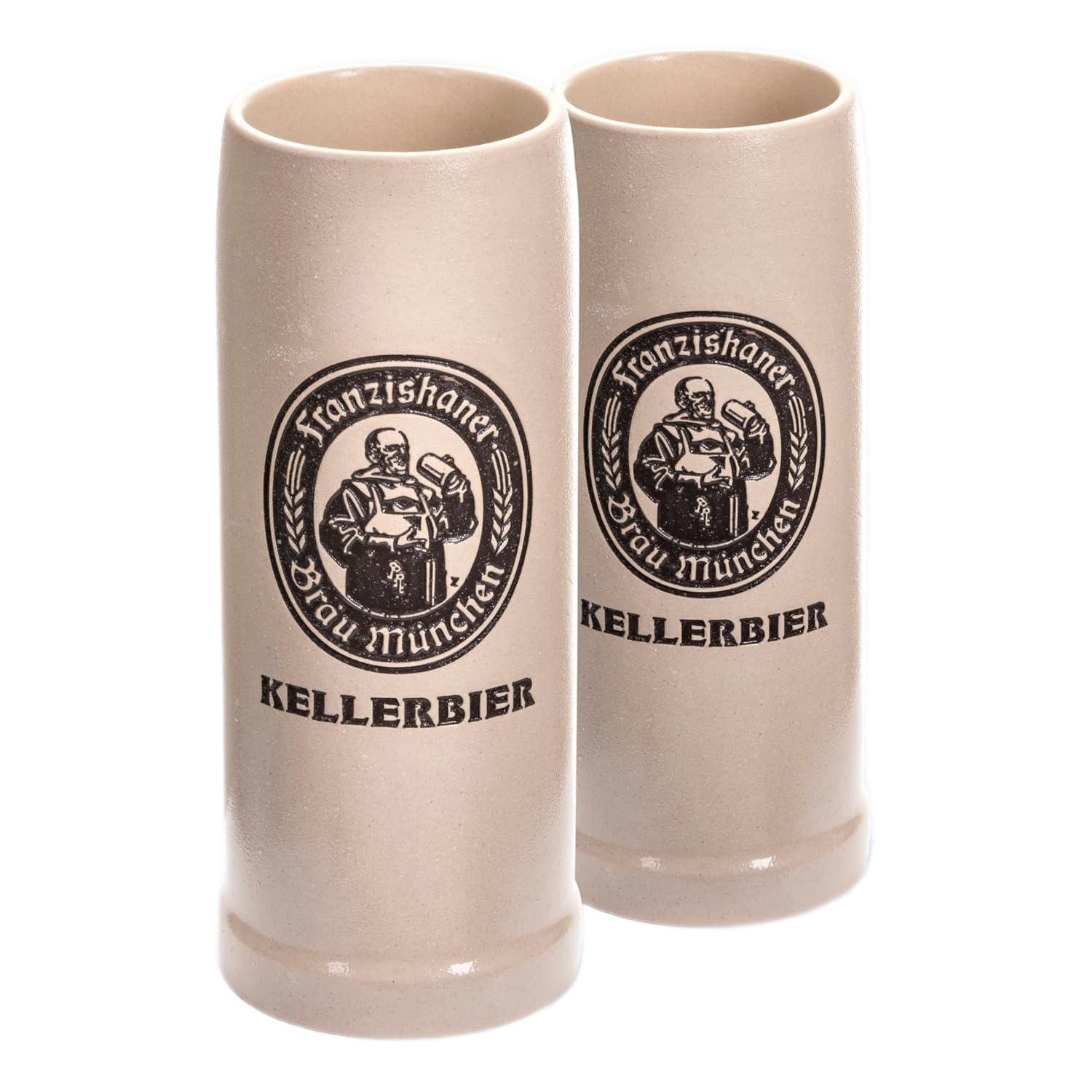 Zum Franziskaner Weissbier Original Kellerbier Tonkrug | 6 Stück a 0,5L | Oktoberfest München Bayern Bierkrug Biergarten Volksfest Geschenk