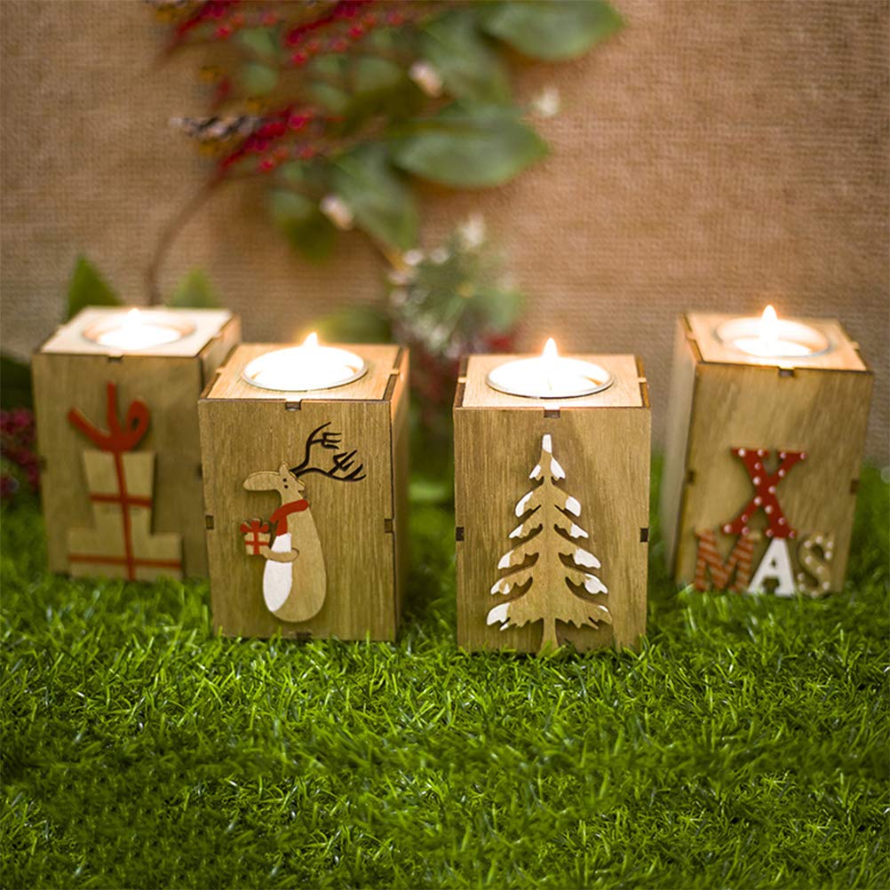 Home Wooden Tealight Candle Holder for Christmas W Home Party Decoration Home Wooden Candle Holder Dinner Experience Creating a Warm and Festive That Will Delight Your Family and