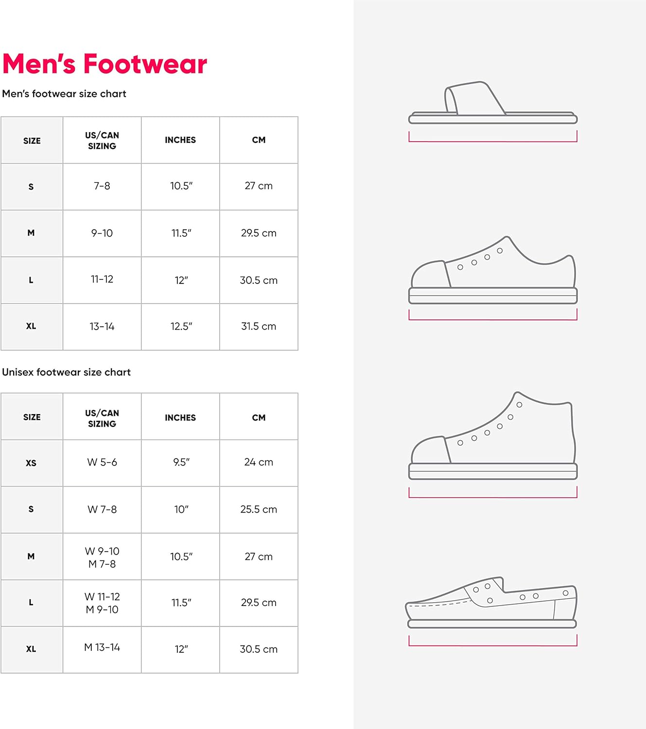 Foco slipper size chart Outlet